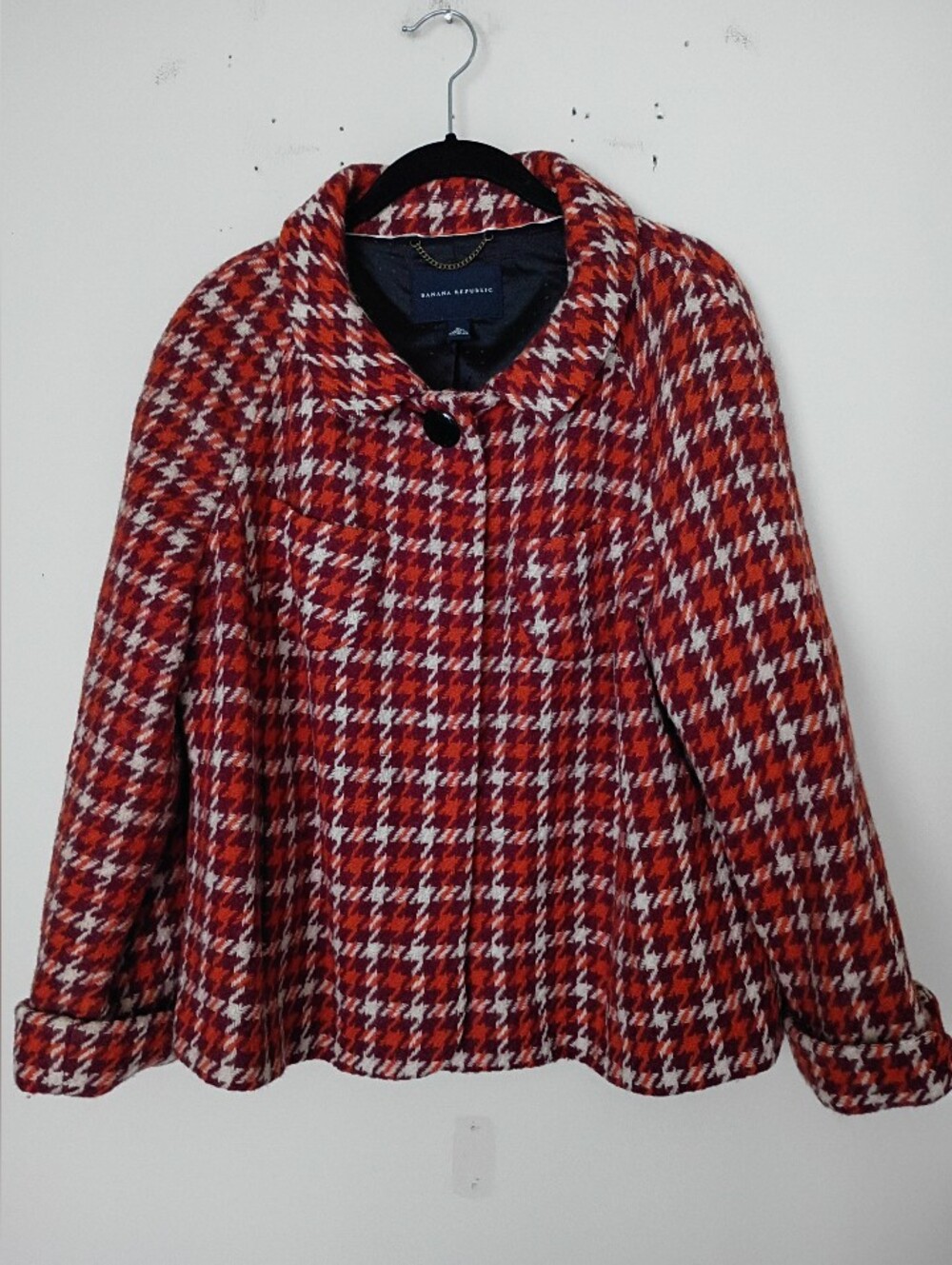Vintage Banana Repubic Autumnal Wool Tweed Herringbone Jacket Size XL